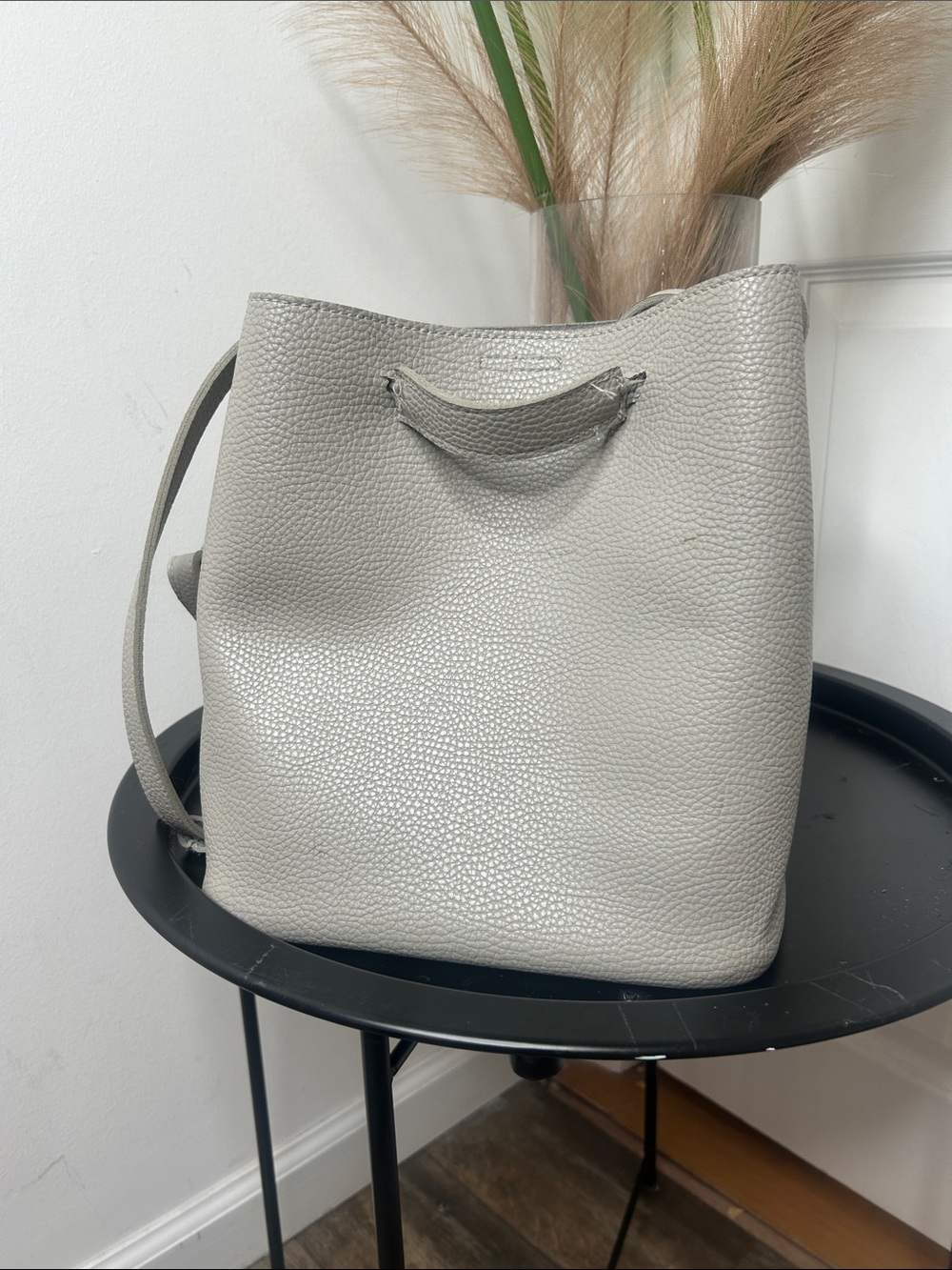 Everyday Pebbled Faux Leather Tote in Light Gray
